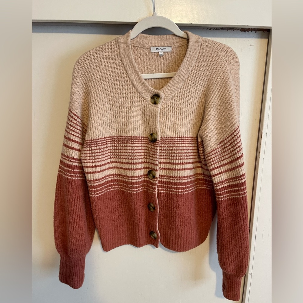 Madewell Striped Corbett Cardigan Medium Wool Blend Color Block
